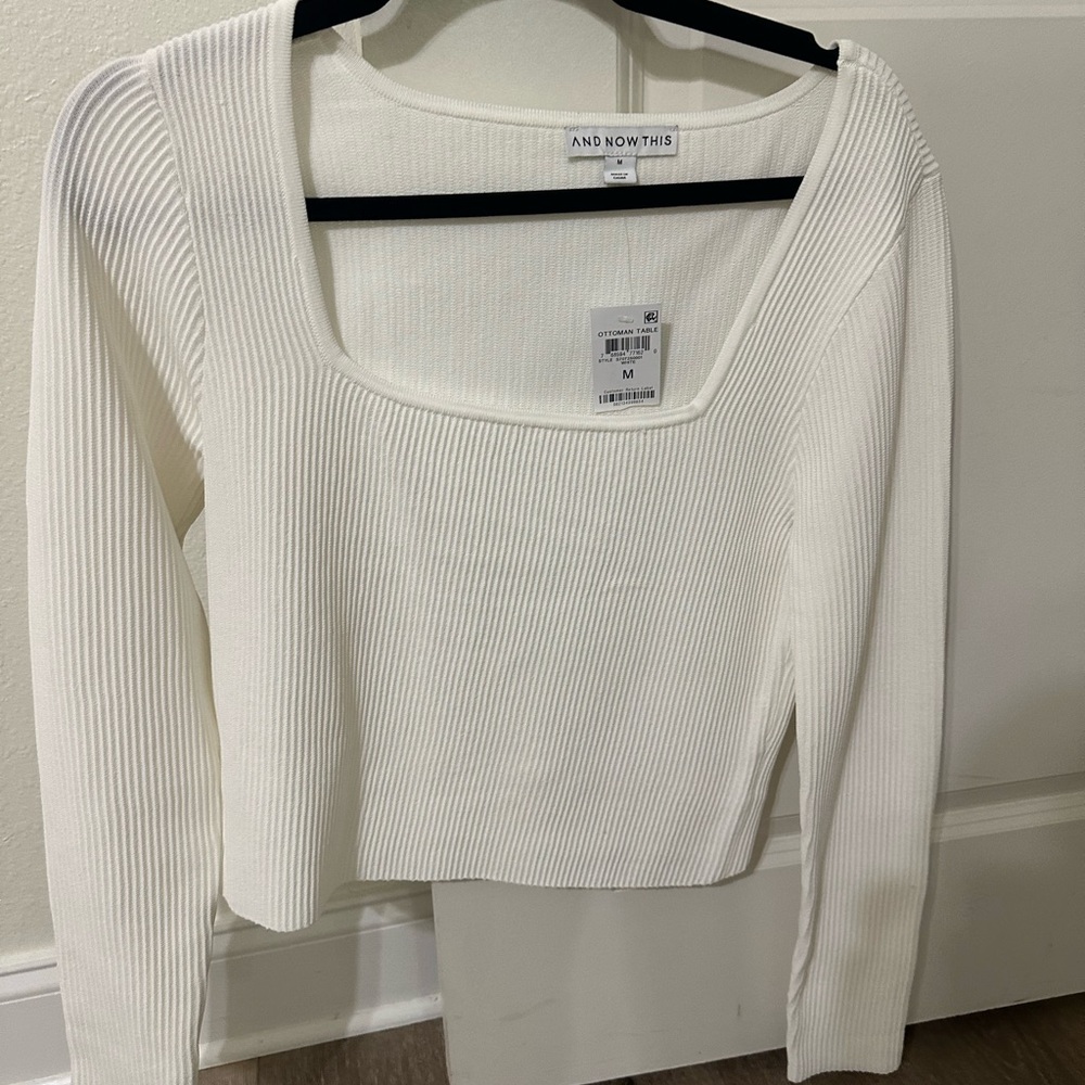 White Ribbed Blouse